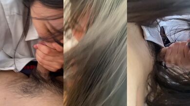 放課後、制服の女子高生が彼氏にフェラチオ