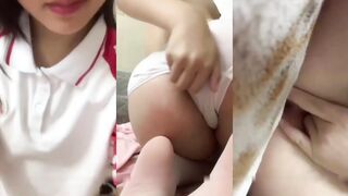 Flat-Chested Girl 2: White Stockings Masturbation