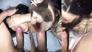 Thai Girl with Braces Eats a Big Sausage