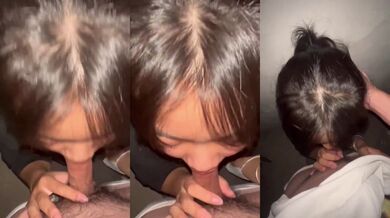 調教されたポニーテールの娘が深く喉まで咥える