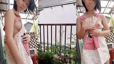 野外裸エプロンとおまんこくぱぁ