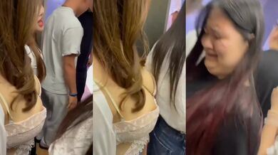 電梯偷拍巨乳妹子走光