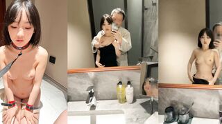 Flat-Chested Beauty and Her Owner Pose Before the Mirror