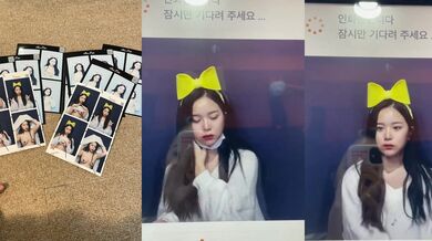 韓国人美女が大頭貼で胸元を露出