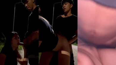 年輕泰國情侶在戶外做愛自拍