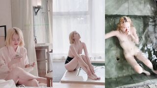 Blonde Girl Shoots Photos in Hotel Bath