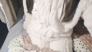 Twin-Tail Girl in Cute Pajamas Shows Off