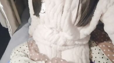 Twin-Tail Girl in Cute Pajamas Shows Off