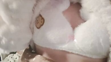 Twin-Tail Girl in Cute Pajamas Shows Off