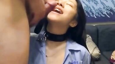 Cô gái trường trung học nữ sinh quốc gia Lanyang kéo xe ngựa nhỏ bị giáo viên nước ngoài chinh phục, bắn tinh vào mặt và nuốt chửng 2