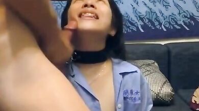 National Lanyang Girls' High School girl, a small horse pulling a big cart, was conquered by a foreign teacher and swallowed cum 3