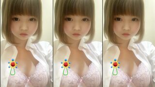 Cute college girl touches herself
