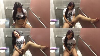 Cute Asian Girl Cums in School Bathroom