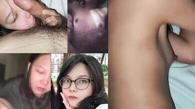 反差眼鏡大學生露臉主動含屌 黑森林騷逼前女友翹臀後入內射