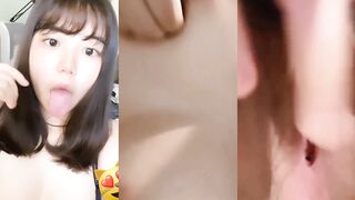 Hamster girl plays with cone-shaped milk in selfie