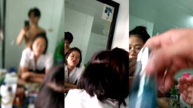 Cặp đôi Thái Lan chụp ảnh selfie trước gương khi quan hệ tình dục