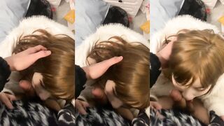 Rose gold beauty gets blowjob