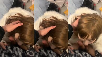 Rose gold beauty gets blowjob