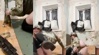 Ukrainian female soldier masturbates
