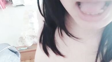 Big tits bitch grabs breasts and digs pussy to pull the juice