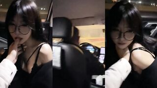 Training sexy lingerie girl to be horny in the car