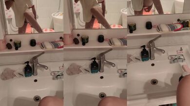 Nữ sinh trung học fucks và la hét trước gương