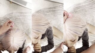 White hair girlfriend blowjob sex