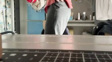 Slut dorm girl plays with breasts and masturbates with crystal dick