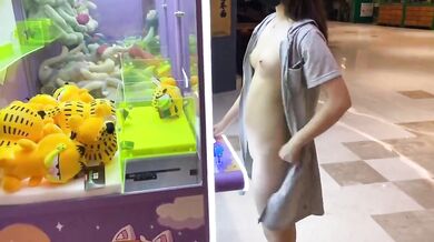 Exposed training in front of claw machine