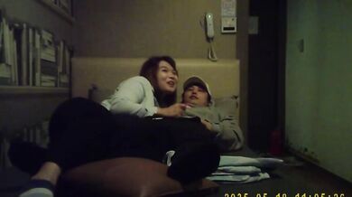 Korean fat guy and female secretary have sex in private room and take selfies