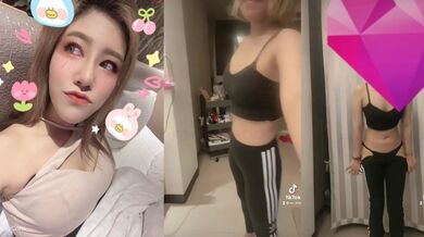 Poor busty blonde selfie