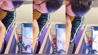 Beautiful girl eats cock and is trained from behind