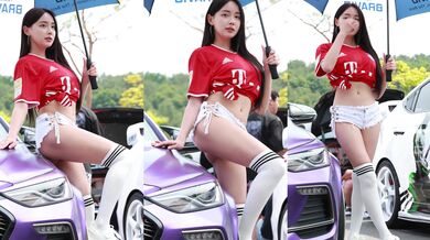 カーショーで露出するホットな女の子-2