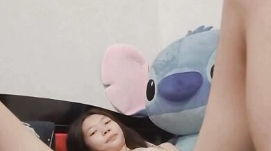 Busty slut masturbates naked on video