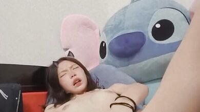 Busty slut masturbates naked on video