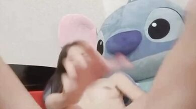 Busty slut masturbates naked on video