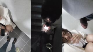 Korean G God cums into a college girl's mouth at the entrance of the building