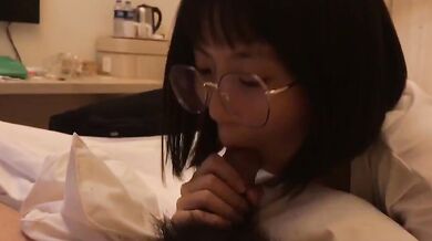 Big glasses girlfriend blowjob first person view