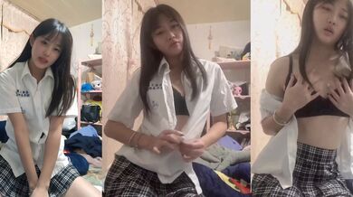 Em gái Cao Anh cởi đồng phục chụp ảnh tự sướng