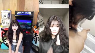 Contrasting curly hair girl blowjob