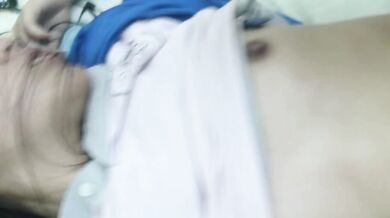 Sister was broken by her brother, she bit the towel to stop crying in pain