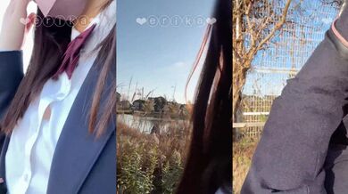 大奶JKえりか露出3　釣魚池