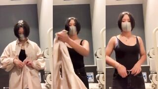 Bitch stripping and masturbating in toilet 2