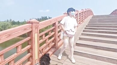 Training JK bitch exposed on the bridge