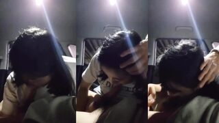 Sweet Korean girl gives blowjob to Korean big guy G in the car