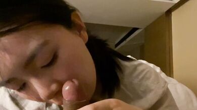 Pretty beauty eats cock